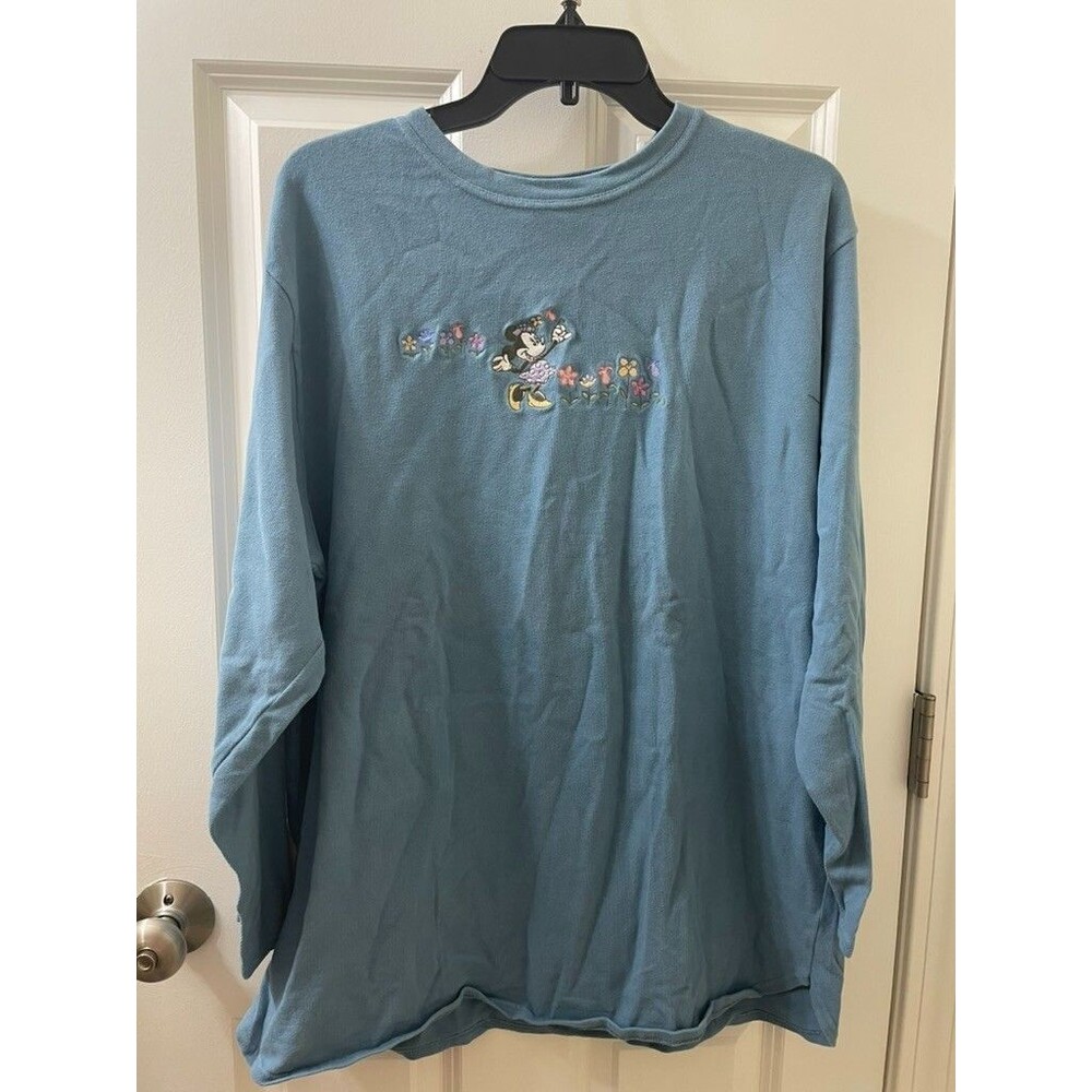 The Disney Store Womens XL BLUE MINIE EMBROIDERY FRONT AND BACK DETAILS